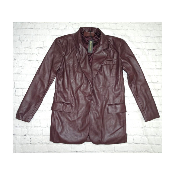 NWT BlankNYC Oversized Leather Blazer, Maroon, XS - Picture 2 of 9